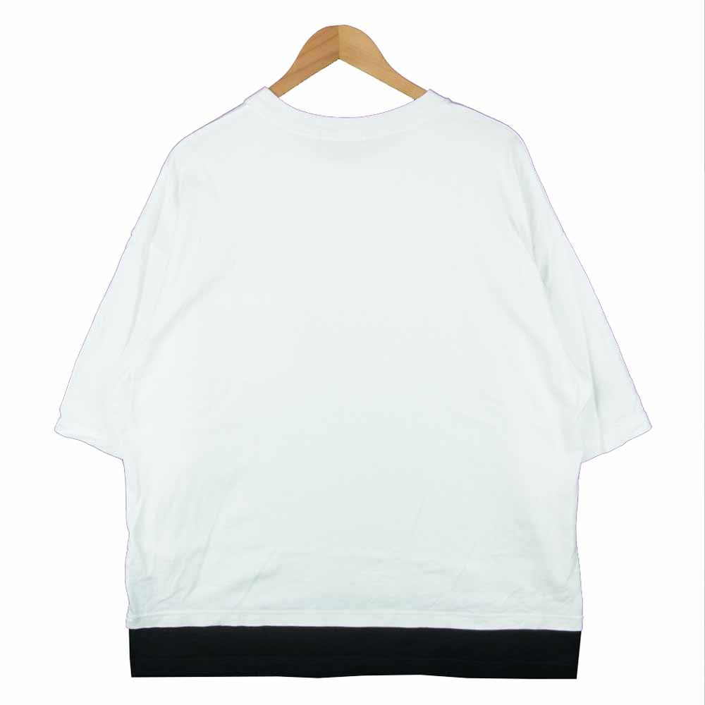 COMME des GARCONS コムデギャルソン HOMME オム 21SS HG-T024-051-2-4 綿度詰天竺 レイヤード 半袖 Tシャツ ホワイト系 ブラック系 L【美品】【中古】