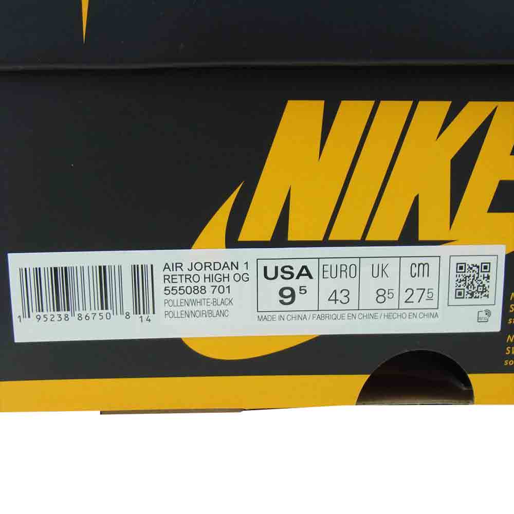 NIKE ナイキ 555088-701 AIR JORDAN 1 RETRO HIGH OG エアジョーダン 1 レトロ ハイ Pollen ブラック系 イエロー系 27.5【新古品】【未使用】【中古】