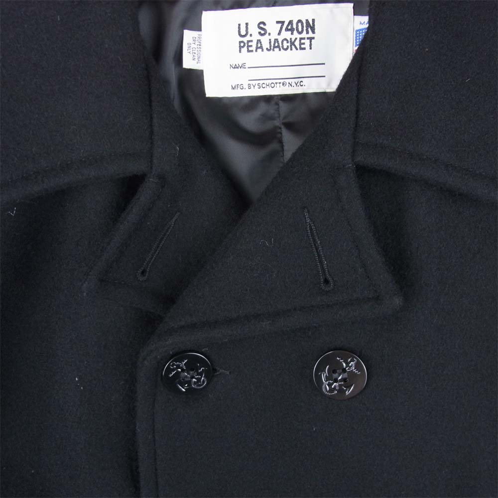 schott ショット 7118 P-COAT ピーコート ウール アメリカ製 ブラック系 38【中古】