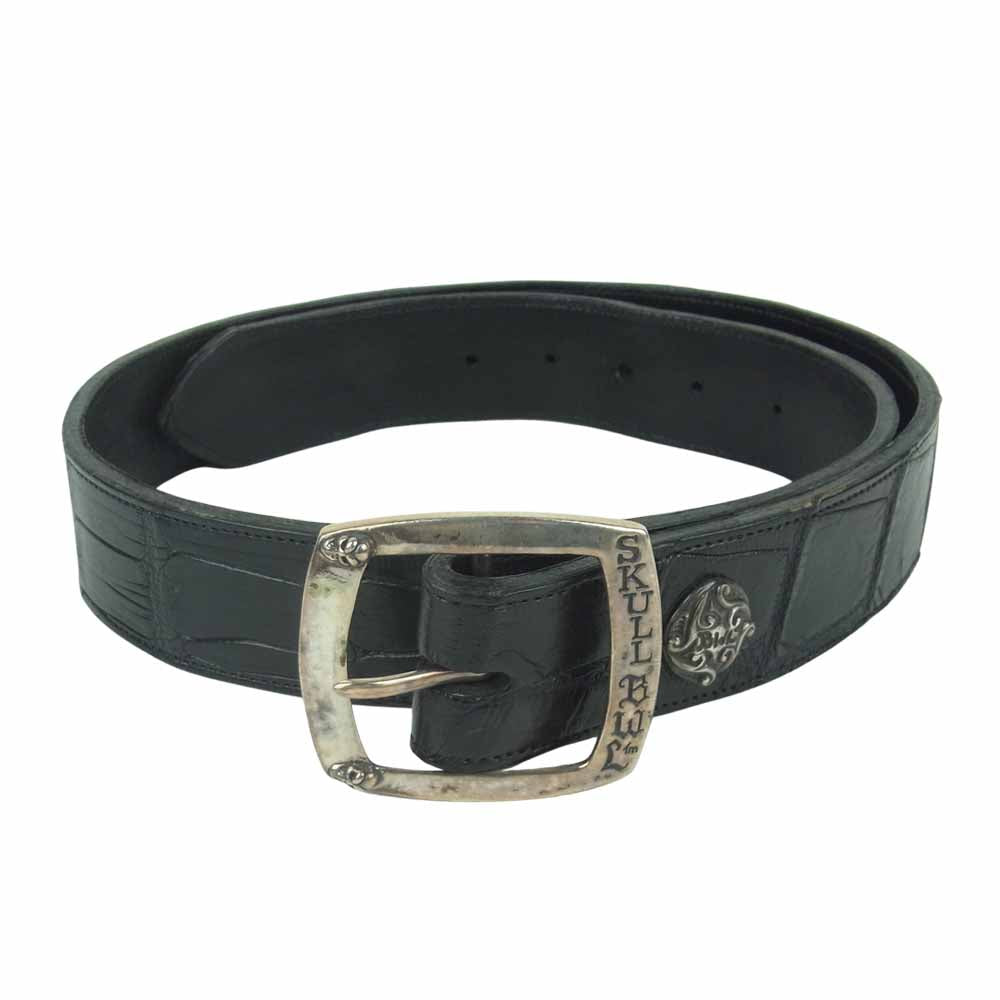 BILL WALL LEATHER ビルウォールレザー SKULL BELT バックル スカル レザー ベルト ブラック系【中古】