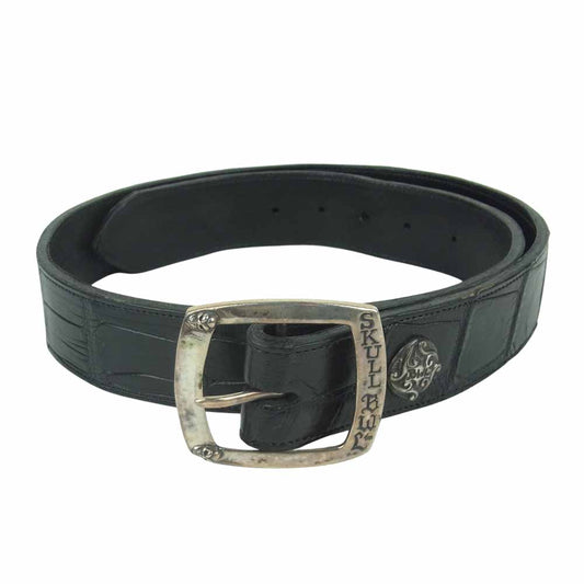 BILL WALL LEATHER ビルウォールレザー SKULL BELT バックル スカル レザー ベルト ブラック系【中古】