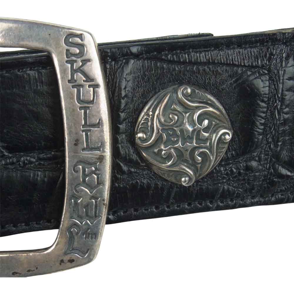 BILL WALL LEATHER ビルウォールレザー SKULL BELT バックル スカル レザー ベルト ブラック系【中古】
