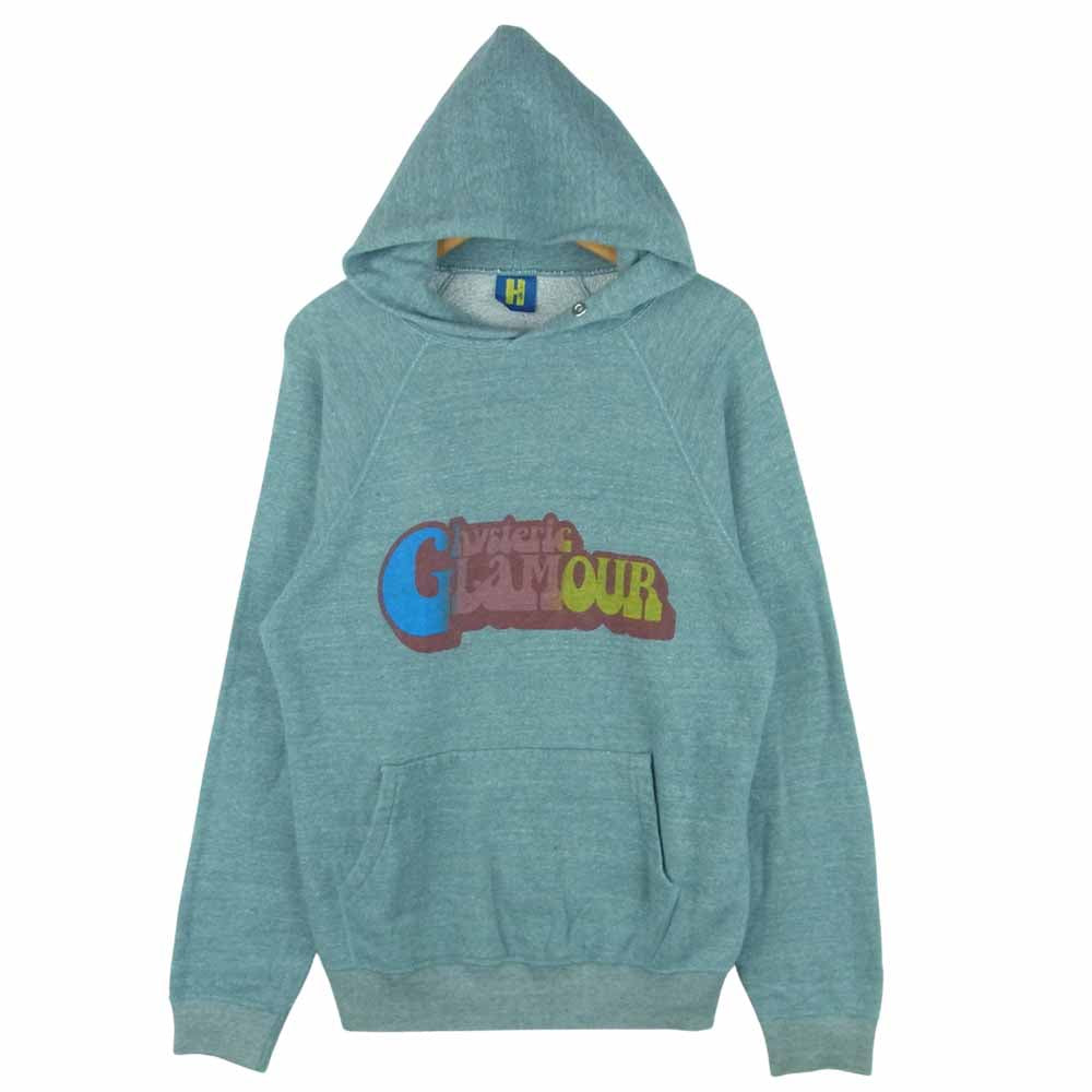HYSTERIC GLAMOUR ヒステリックグラマー 2CF-4980 ロゴプリント スウェット プルオーバー パーカー 日本製 青緑系 FREE【中古】
