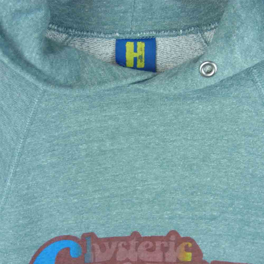 HYSTERIC GLAMOUR ヒステリックグラマー 2CF-4980 ロゴプリント スウェット プルオーバー パーカー 日本製 青緑系 FREE【中古】