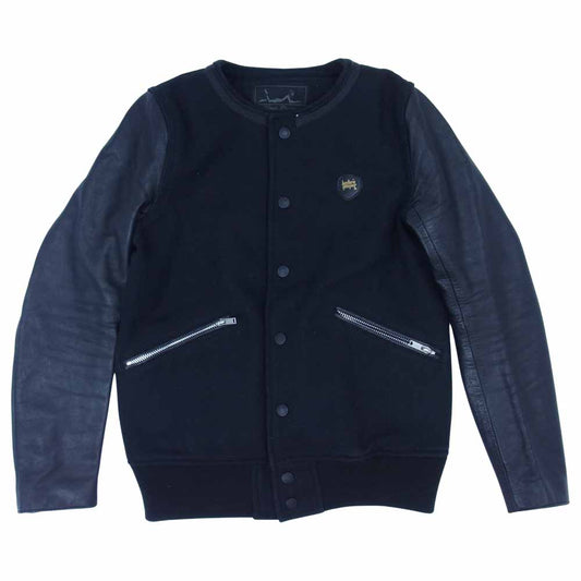 HYSTERIC GLAMOUR ヒステリックグラマー 0194AB03 袖カウレザー切替 メルトン スタジャン ブラック系 FREE【中古】