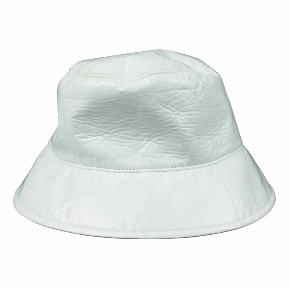 MIUMIU ミュウミュウ ロゴ エナメル バケット ハット 帽子 イタリア製 ホワイト系 S【中古】