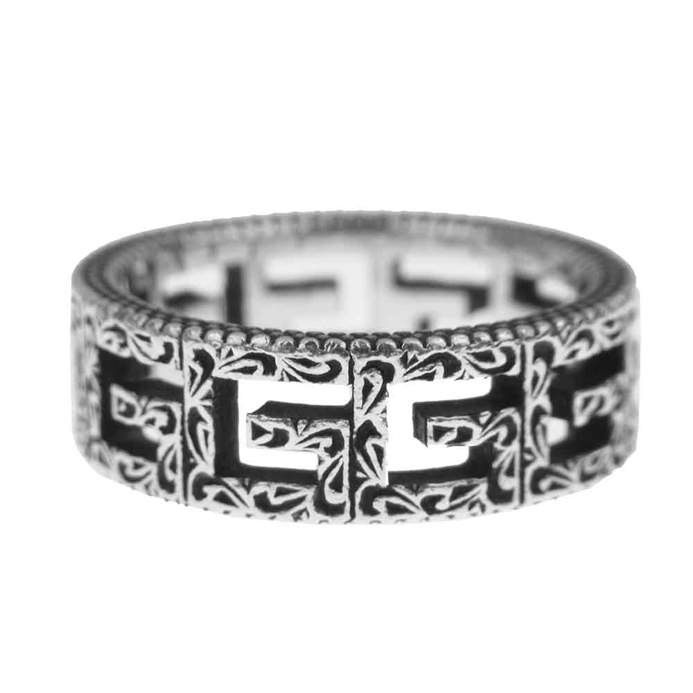 GUCCI グッチ ガーデンシリーズ アラベスクパターン スクエアG リング シルバー系 13【中古】