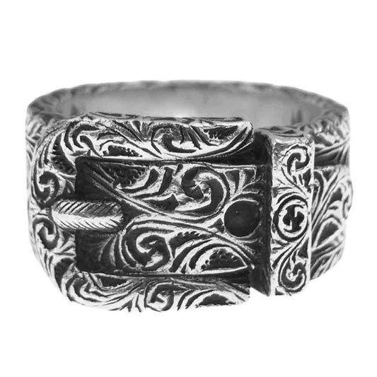 GUCCI グッチ ガーデンシリーズ アラベスクパターン ダブルG バックル リング シルバー系 14【中古】