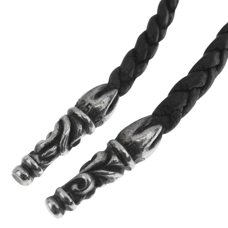 CHROME HEARTS クロムハーツ（原本無） LEATHER BRAID レザー ブレード チェーン シルバー系 ブラック系【中古】