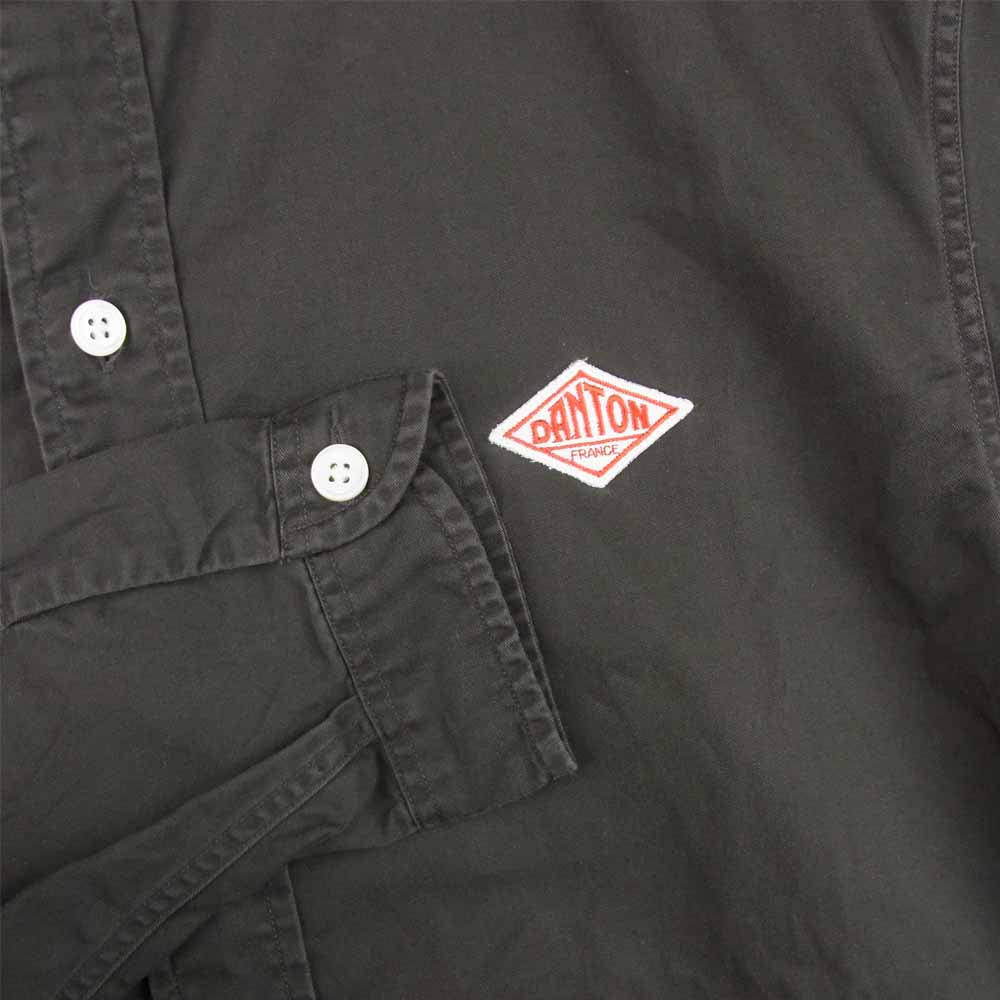Danton ダントン 18A-WS-001 スタンドカラー バンドカラー ワーク 長袖 シャツ グレイッシュダークブラウン系 38【中古】