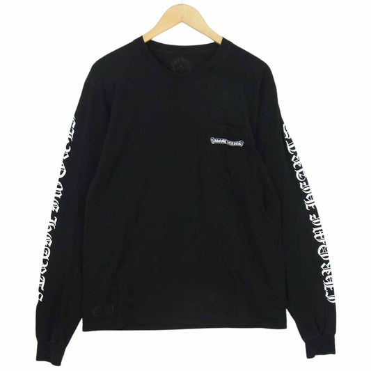 CHROME HEARTS クロムハーツ（原本無） スクロールラベル ロゴ プリント 長袖 ポケット Tシャツ ブラック系 L【中古】