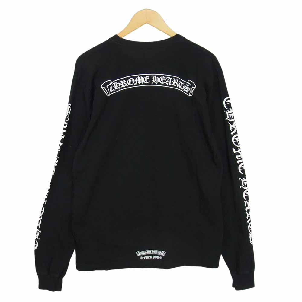 CHROME HEARTS クロムハーツ（原本無） スクロールラベル ロゴ プリント 長袖 ポケット Tシャツ ブラック系 L【中古】