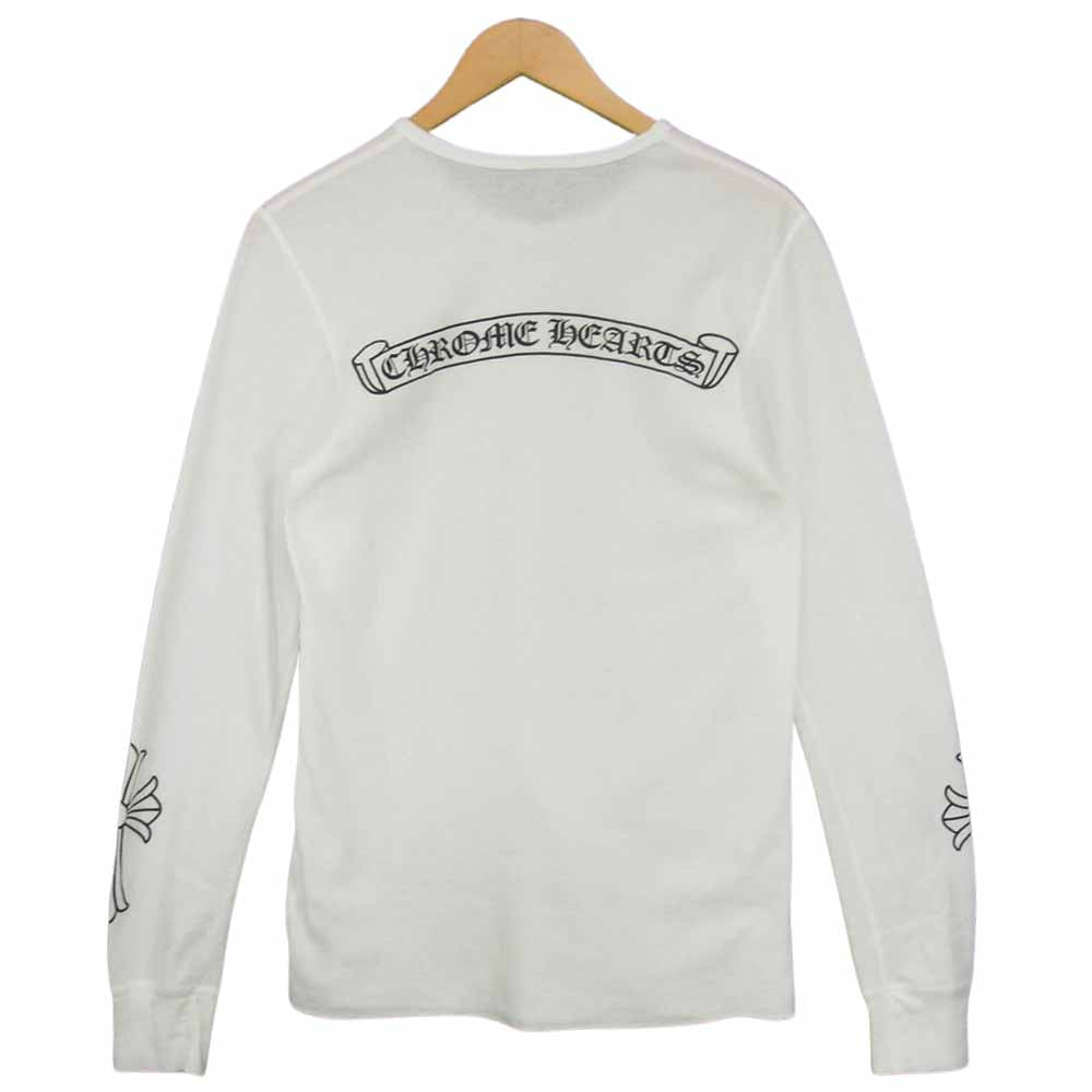 CHROME HEARTS クロムハーツ（原本無） CHクロス スクロールラベル サーマル ロングスリーブ 長袖 Tシャツ ホワイト系【中古】
