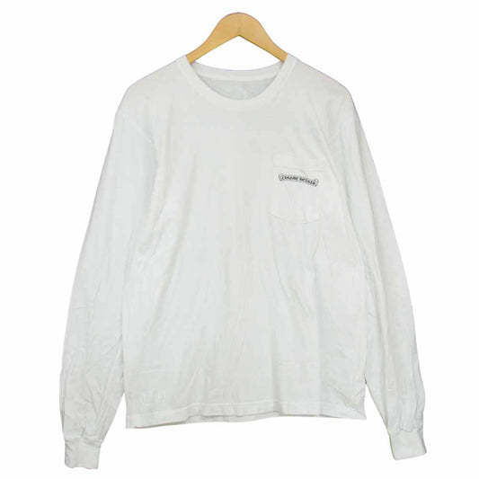 CHROME HEARTS クロムハーツ（原本無） USA スクロールラベル バック プリント 長袖 ポケット  Tシャツ ホワイト系 L【中古】