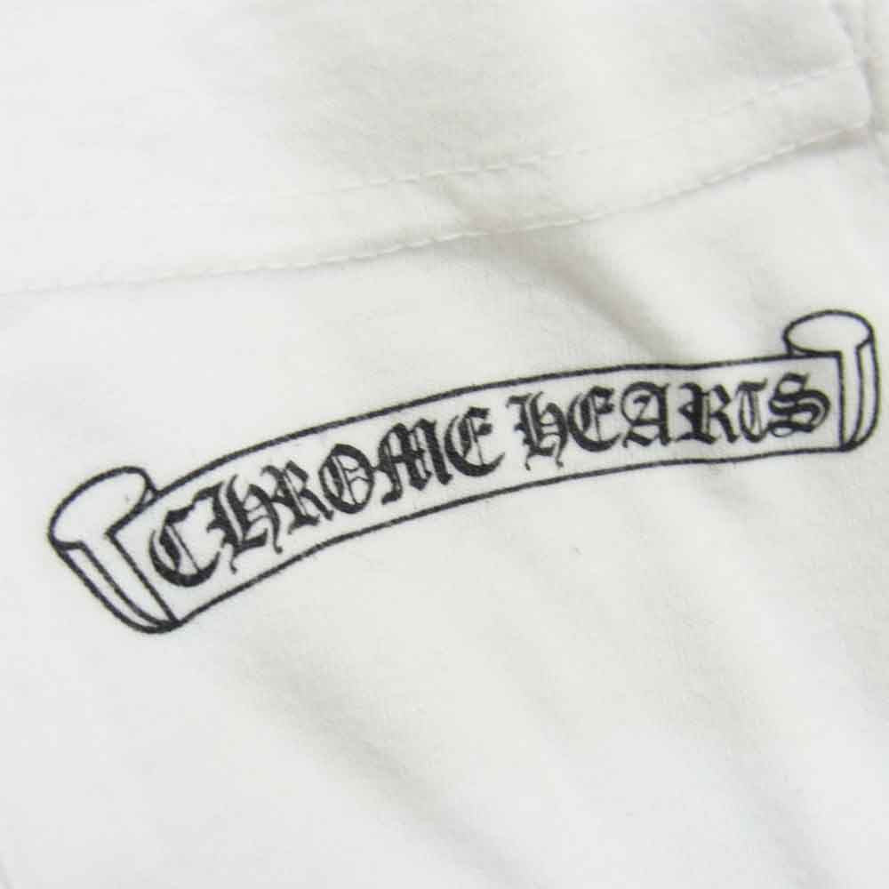 CHROME HEARTS クロムハーツ（原本無） USA スクロールラベル バック プリント 長袖 ポケット  Tシャツ ホワイト系 L【中古】