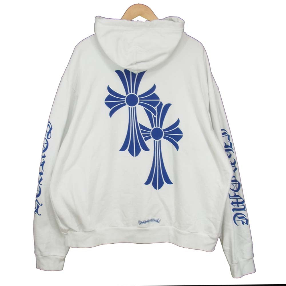 CHROME HEARTS クロムハーツ（原本無） クロス プリント プルオーバー フーディ パーカー ホワイト系 XL【中古】