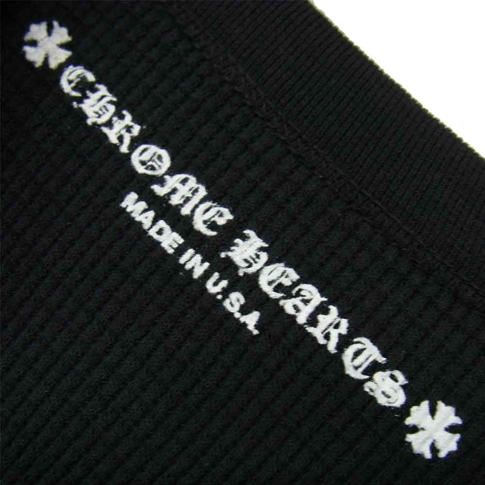 CHROME HEARTS クロムハーツ（原本無） MATTY BOY マッティボーイ USA FLORAL CROSS チョンパー 刺繍 サーマル 長袖 Tシャツ ブラック系 L【中古】
