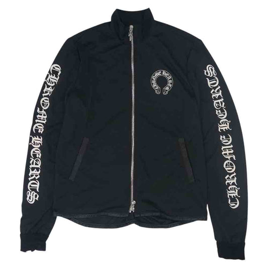 CHROME HEARTS クロムハーツ（原本無） TRACK JACKET トラックジャケット レザー切替 カシミヤ混 ダガー ジップ ジャージ ブラック系 M【中古】