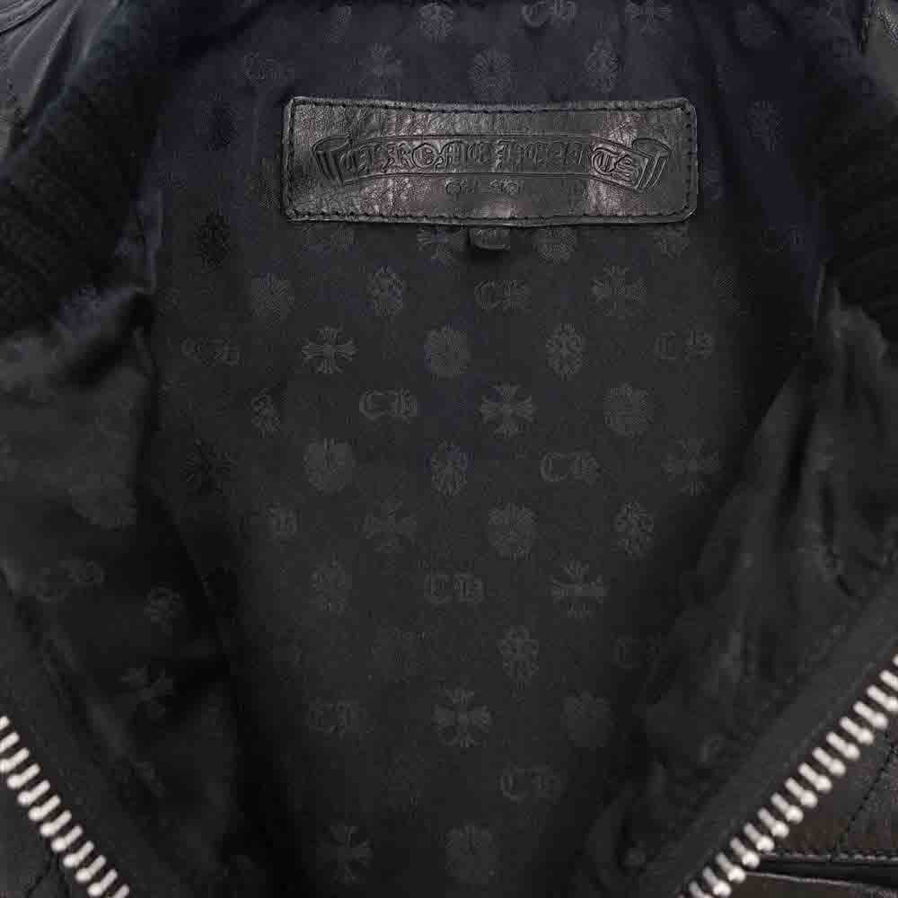 CHROME HEARTS クロムハーツ（原本無） PAPA パパ バック クロスパッチ レザー キルティング ベスト ブラック系 M【中古】