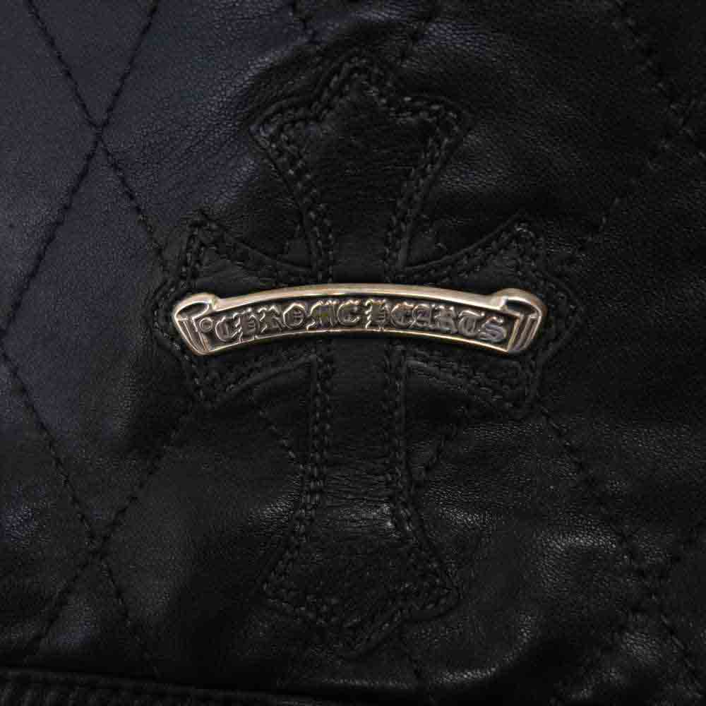 CHROME HEARTS クロムハーツ（原本無） PAPA パパ バック クロスパッチ レザー キルティング ベスト ブラック系 M【中古】