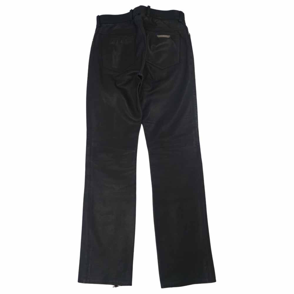 CHROME HEARTS クロムハーツ（原本無） フレアニー 裾ダガージップ レザーパンツ ブラック系 33SR【中古】