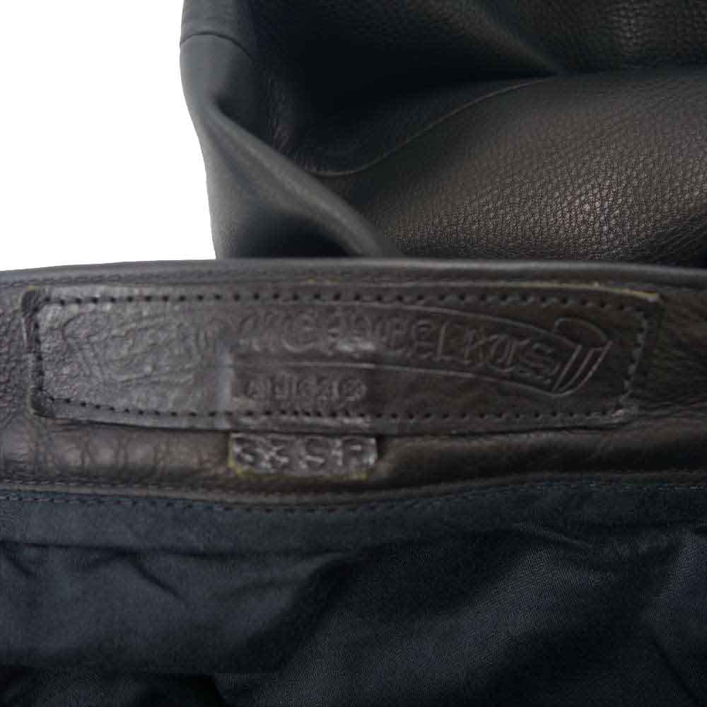 CHROME HEARTS クロムハーツ（原本無） フレアニー 裾ダガージップ レザーパンツ ブラック系 33SR【中古】