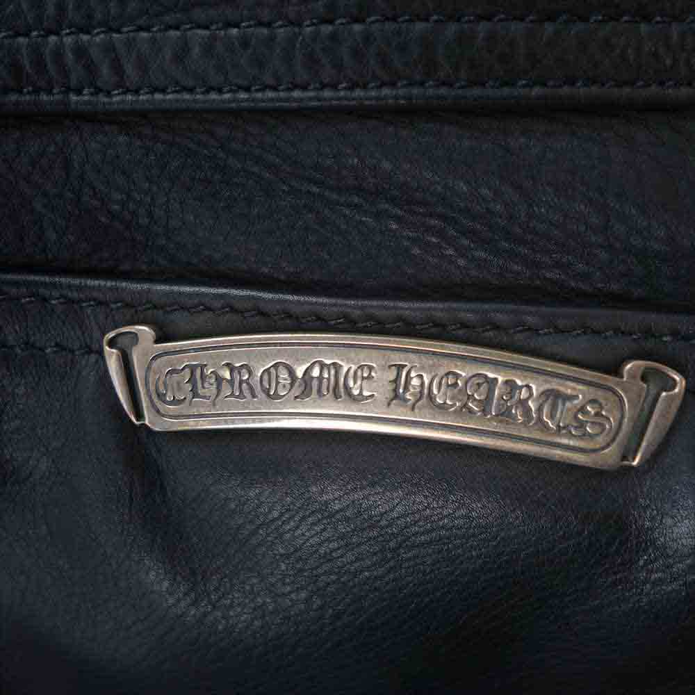 CHROME HEARTS クロムハーツ（原本無） フレアニー 裾ダガージップ レザーパンツ ブラック系 33SR【中古】
