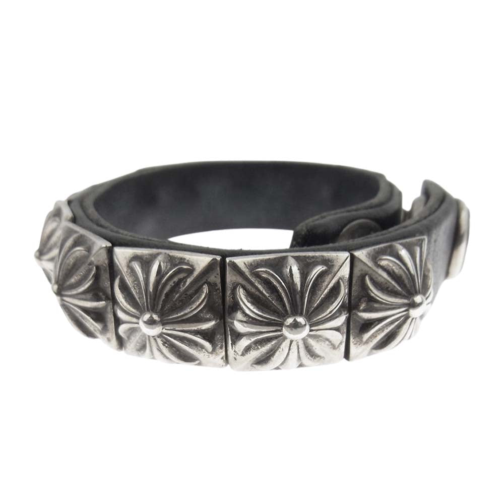 CHROME HEARTS クロムハーツ（原本無） ゼロ ピラミッド スタッズ レザー ブレスレット シルバー系 ブラック系【中古】
