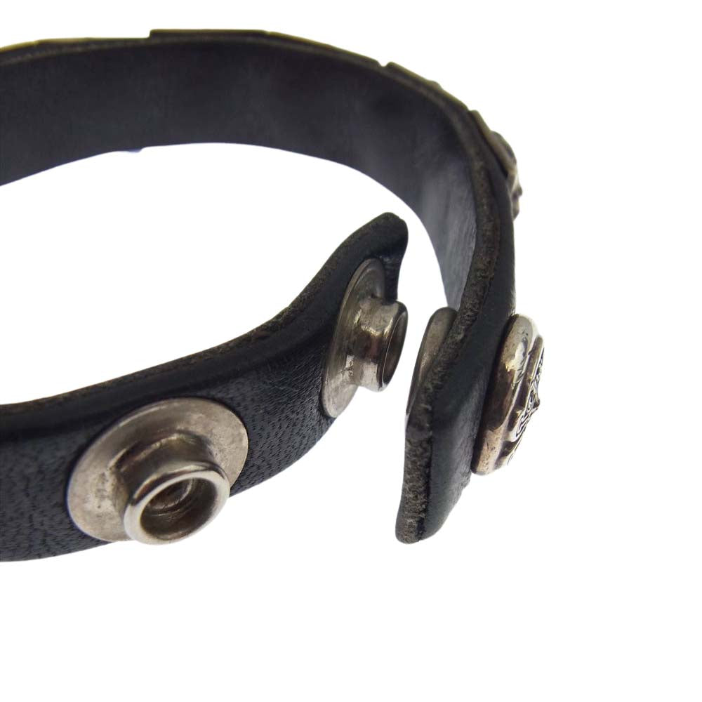 CHROME HEARTS クロムハーツ（原本無） ゼロ ピラミッド スタッズ レザー ブレスレット シルバー系 ブラック系【中古】