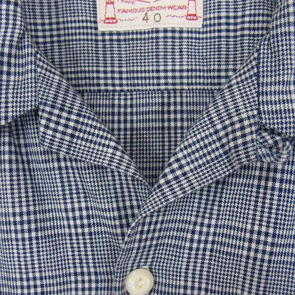 BONCOURA ボンクラ ワンナップ シャツ インディゴ グレン チェック ブルー系 40【美品】【中古】