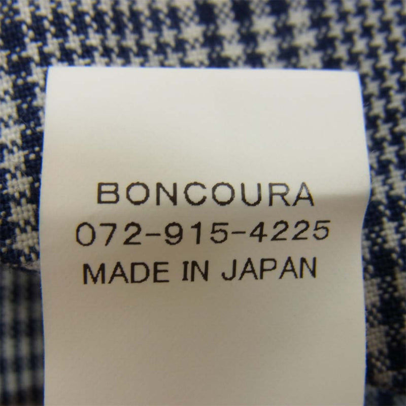 BONCOURA ボンクラ ワンナップ シャツ インディゴ グレン チェック ブルー系 40【美品】【中古】