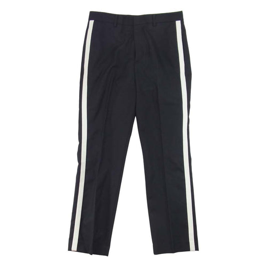 MONCLER モンクレール PANTALONE SPORTIVO ウール サイドライン パンツ ブラック系 48【中古】