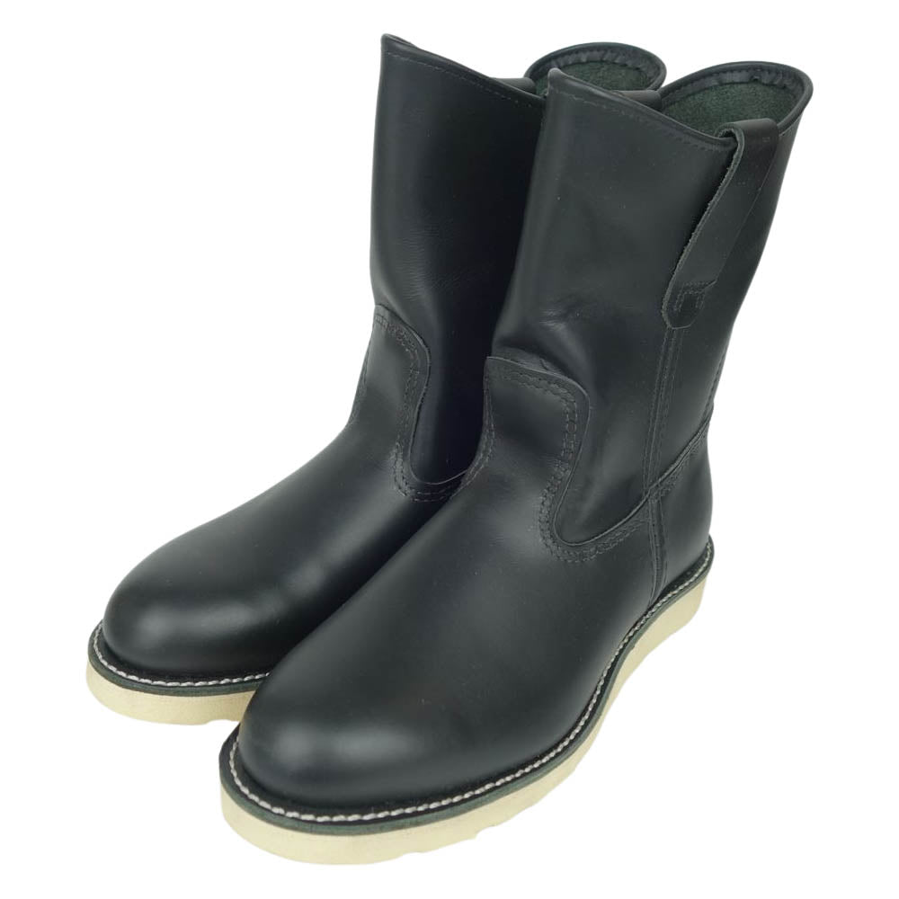 RED WING レッドウィング 8169 刺繡羽タグ Pecos Cushion sole ペコス ブーツ US7 ブラック系 7E【極上美品】【中古】