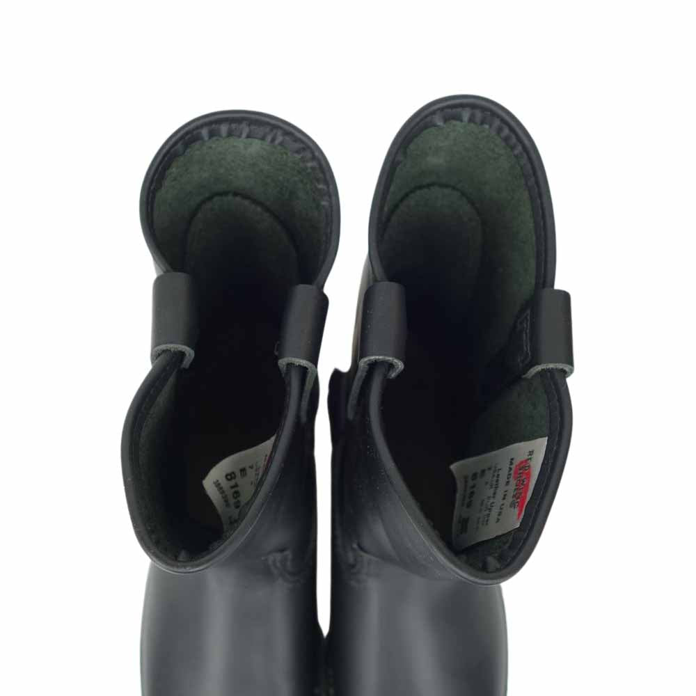 RED WING レッドウィング 8169 刺繡羽タグ Pecos Cushion sole ペコス ブーツ US7 ブラック系 7E【極上美品】【中古】