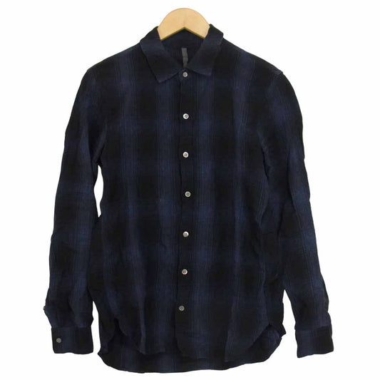 ATTACHMENT アタッチメント オンブレ チェック 長袖 シャツ ネイビー系 1【中古】