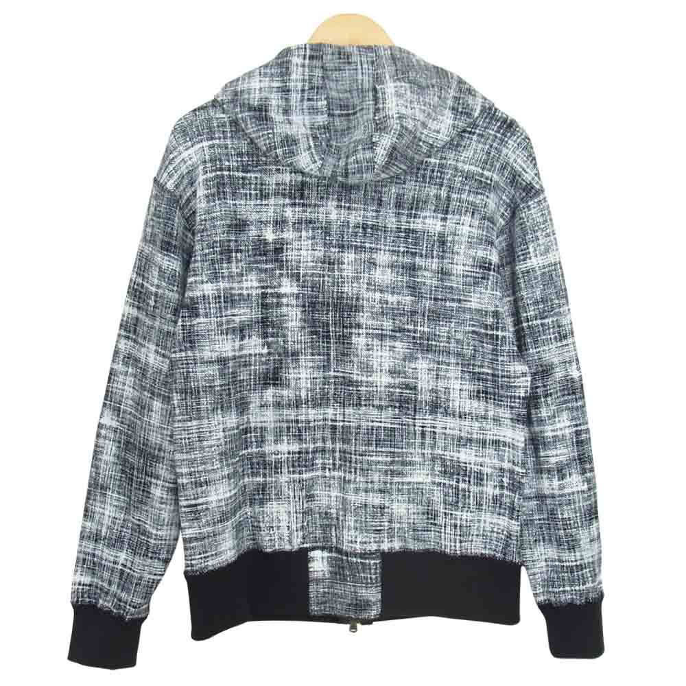 BACKBONE バックボーン WHITE PIGMENT CHECKED PRINT FRENCH TERRY HOODIE ホワイト ピグメント チェックド プリント フレンチテリー フーディー フルジップ パーカー  ブラック系 S【美品】【中古】