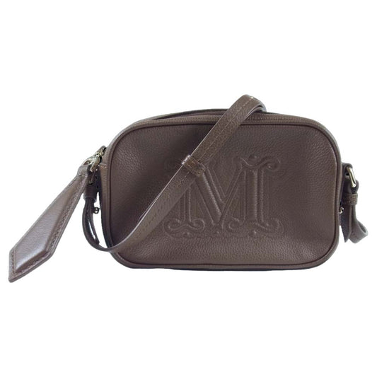 MAX MARA マックスマーラ 14-51-63407 イタリア製 国内正規品 ロゴ型押し カウレザー ミニショルダー ブラウン系【極上美品】【中古】