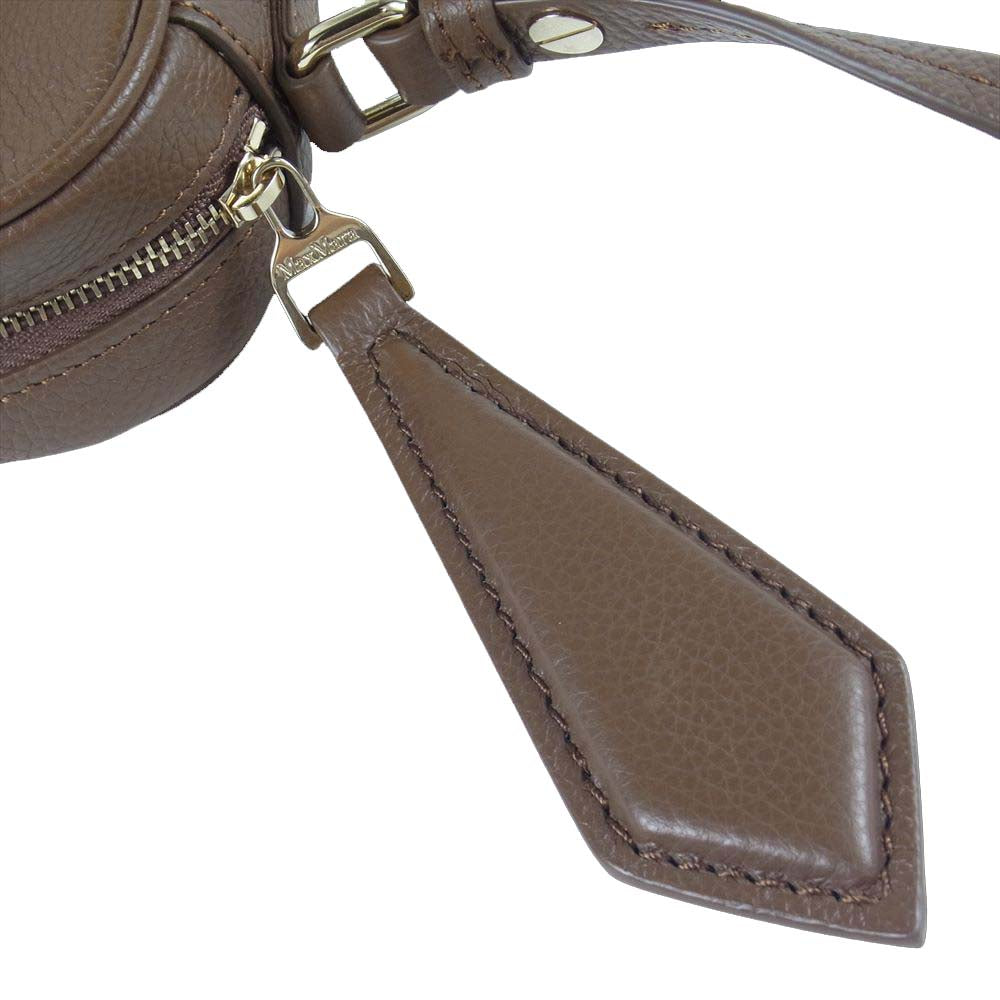 MAX MARA マックスマーラ 14-51-63407 イタリア製 国内正規品 ロゴ型押し カウレザー ミニショルダー ブラウン系【極上美品】【中古】