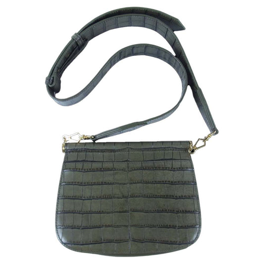 MAX MARA マックスマーラ 14-51-61697 イタリア製 国内正規品 クロコ型押し カウレザー バッグ 灰緑系【極上美品】【中古】