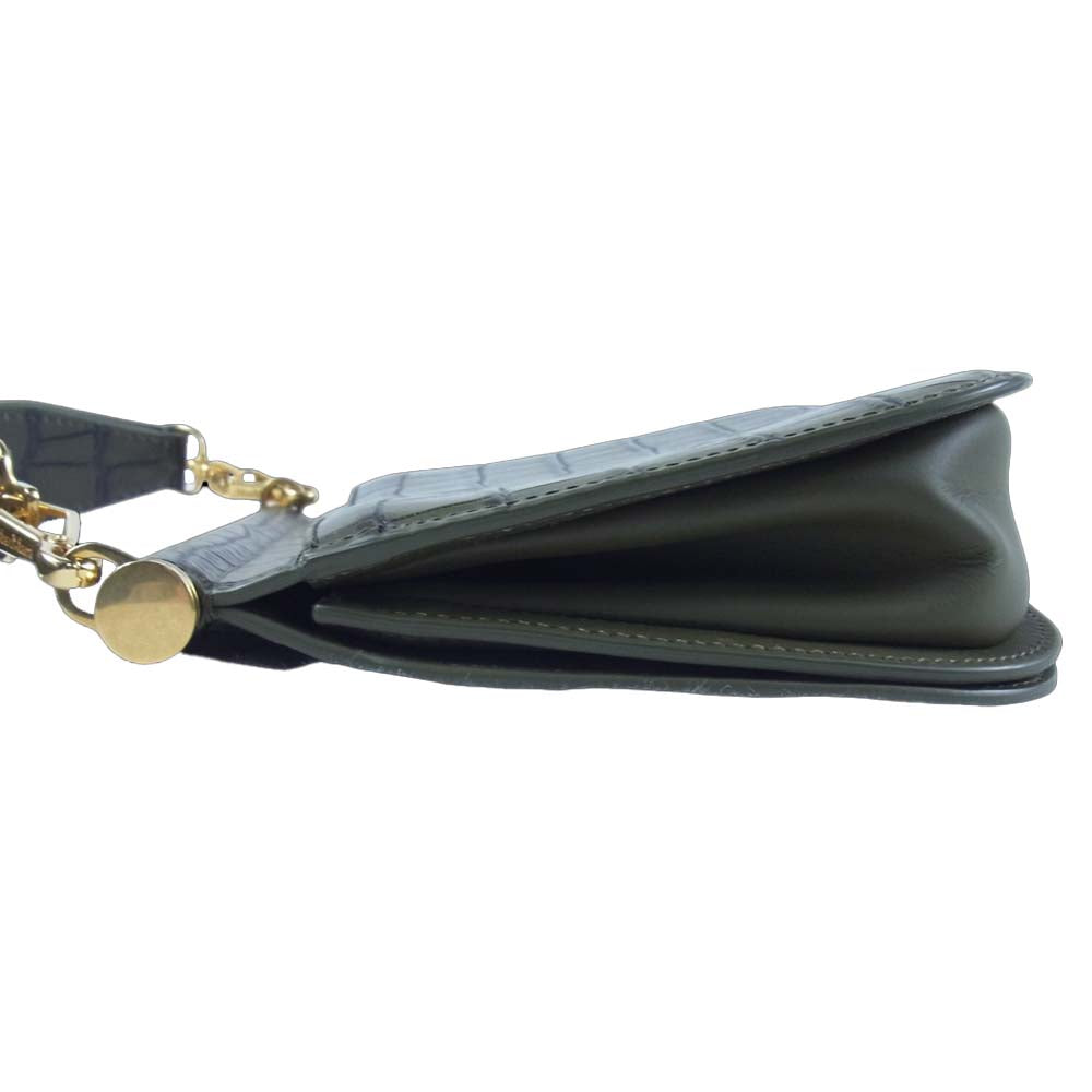 MAX MARA マックスマーラ 14-51-61697 イタリア製 国内正規品 クロコ型押し カウレザー バッグ 灰緑系【極上美品】【中古】