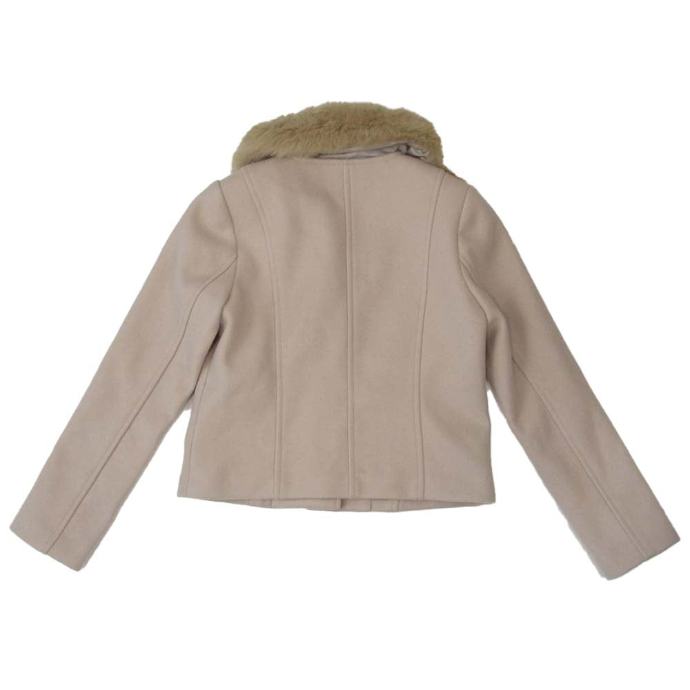 ロイヤルパーティー 着脱可能フェイクファー付 ノーカラー ジップアップ ジャケット ベージュ系 M【極上美品】【中古】