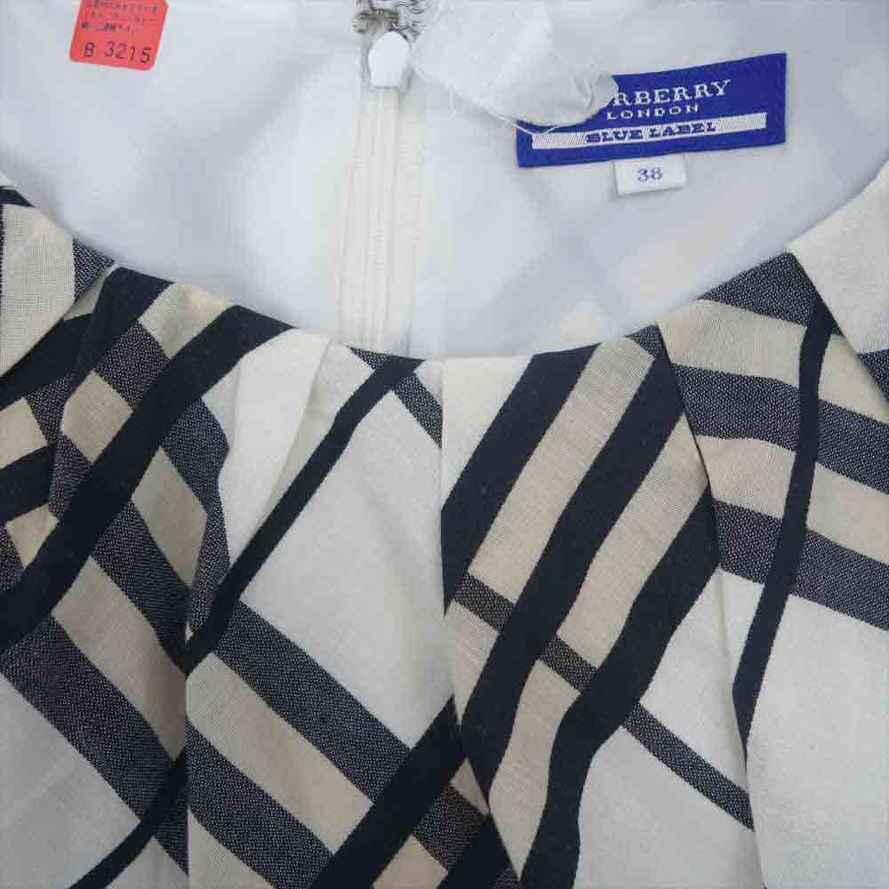 BURBERRY BLUE LABEL バーバリーブルーレーベル チェック ワンピース 日本製 ベージュ×ホワイト 38【中古】