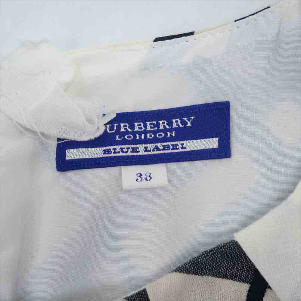 BURBERRY BLUE LABEL バーバリーブルーレーベル チェック ワンピース 日本製 ベージュ×ホワイト 38【中古】