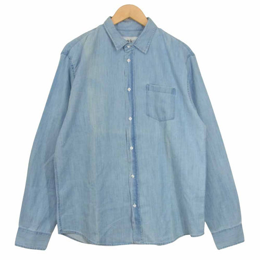フランクアンドアイリーン 9920700008 LUKE STONEWASHED INDIGO TBWD 長袖 デニム シャツ ライトブルー系 L【中古】