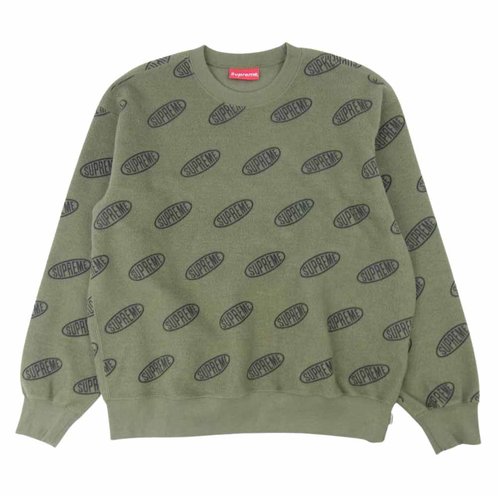 Supreme シュプリーム 21SS Liner Crewneck ライナー クルーネック 総柄 スウェット カーキ系 S【中古】