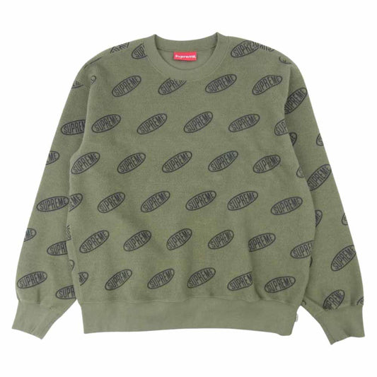 Supreme シュプリーム 21SS Liner Crewneck ライナー クルーネック 総柄 スウェット カーキ系 S【中古】