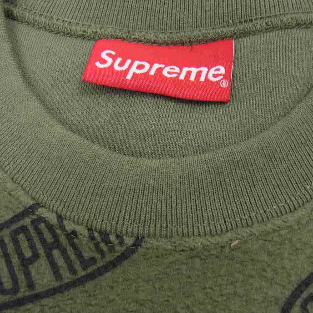 Supreme シュプリーム 21SS Liner Crewneck ライナー クルーネック 総柄 スウェット カーキ系 S【中古】
