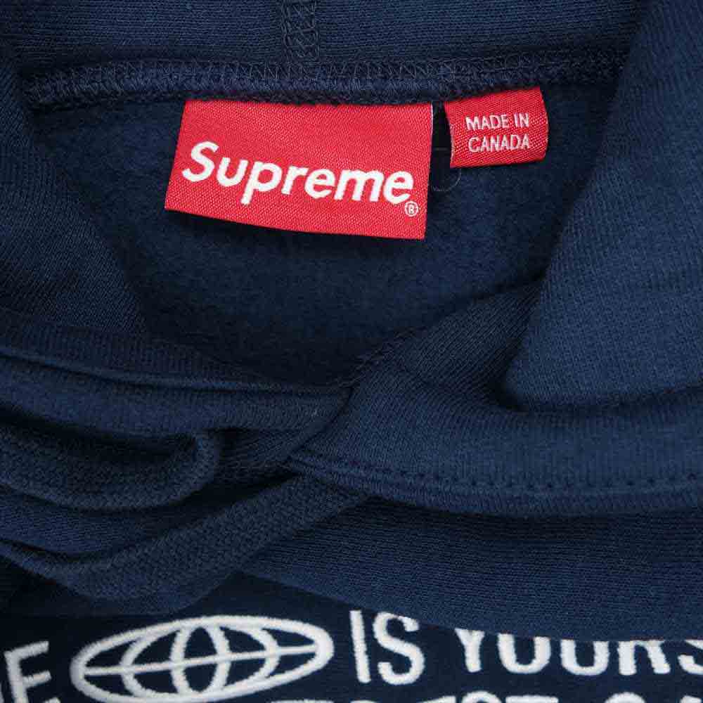 Supreme シュプリーム 21SS World Is Yours Hooded Sweatshirt ワールド イズ ユアーズ フーデッド スウェット パーカー ネイビー系 S【中古】