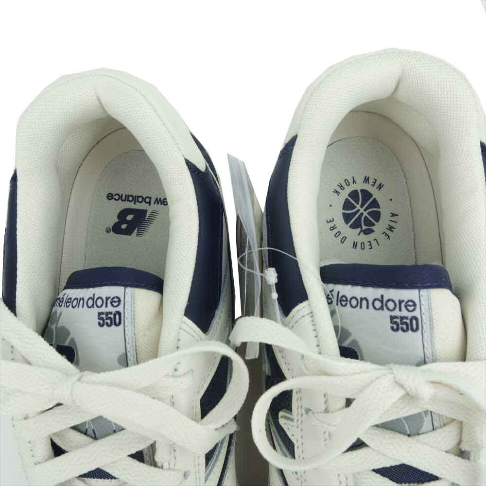 NEW BALANCE ニューバランス BB550ALF AIME LEON DORE エメ レオン ドレ レザー ローカット スニーカー ホワイト系 ネイビー系 28【新古品】【未使用】【中古】