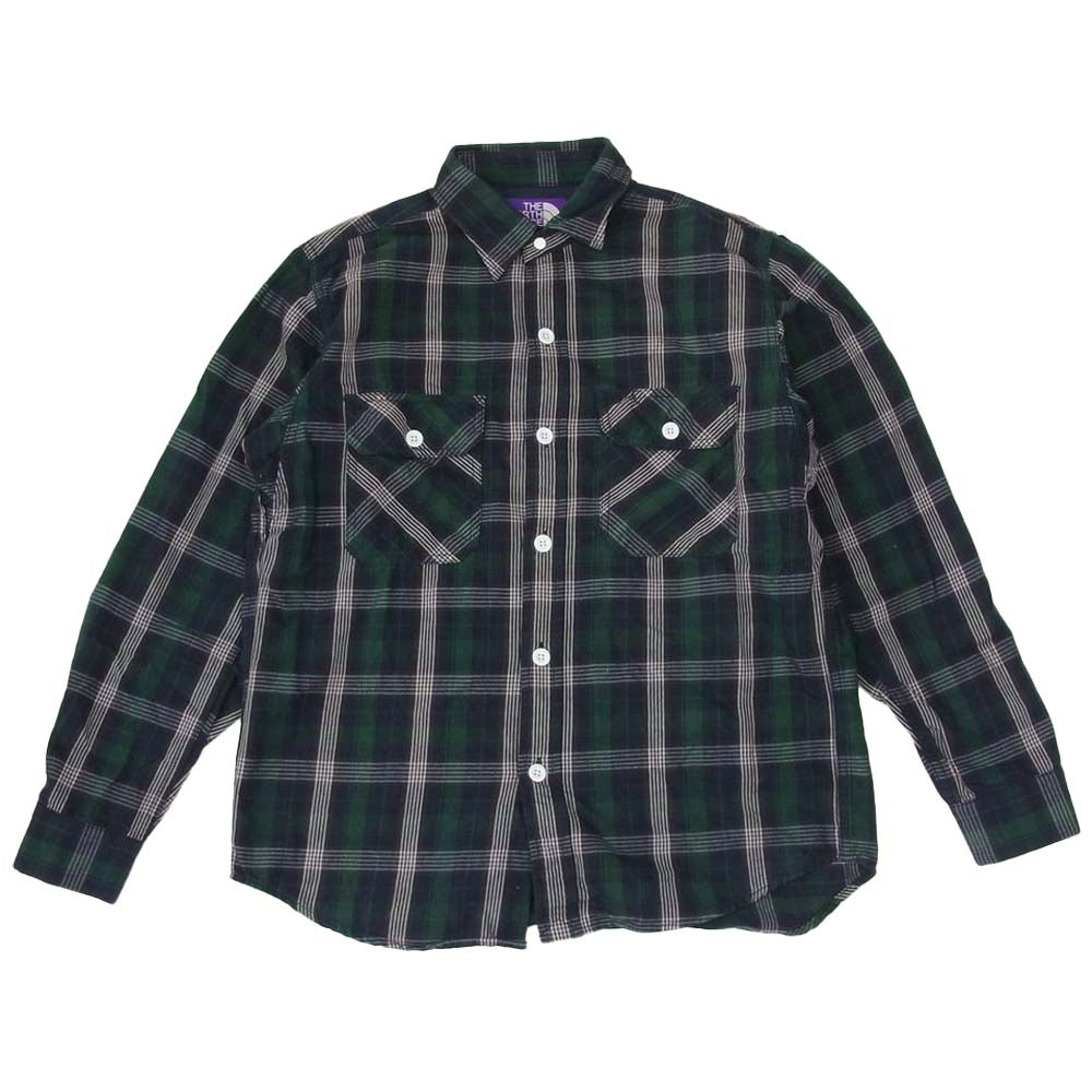 THE NORTH FACE ノースフェイス NT3900N PURPLELABEL パープルレーベル TWILL CHECK FIELD SHIRT ツイル チェック フィールド シャツ グリーン系 S【中古】